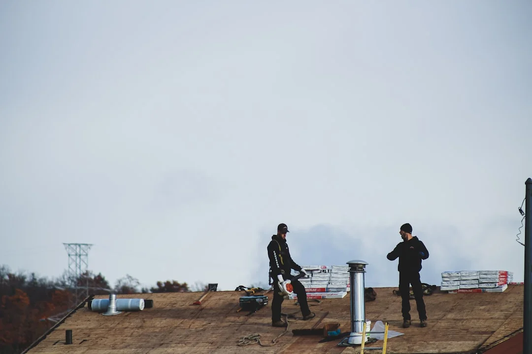 Workers on roof